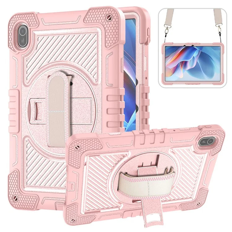 For Huawei MatePad SE 11 2024 Tablet Case Silicone+PC Shockproof Cover with Kickstand Shoulder Strap