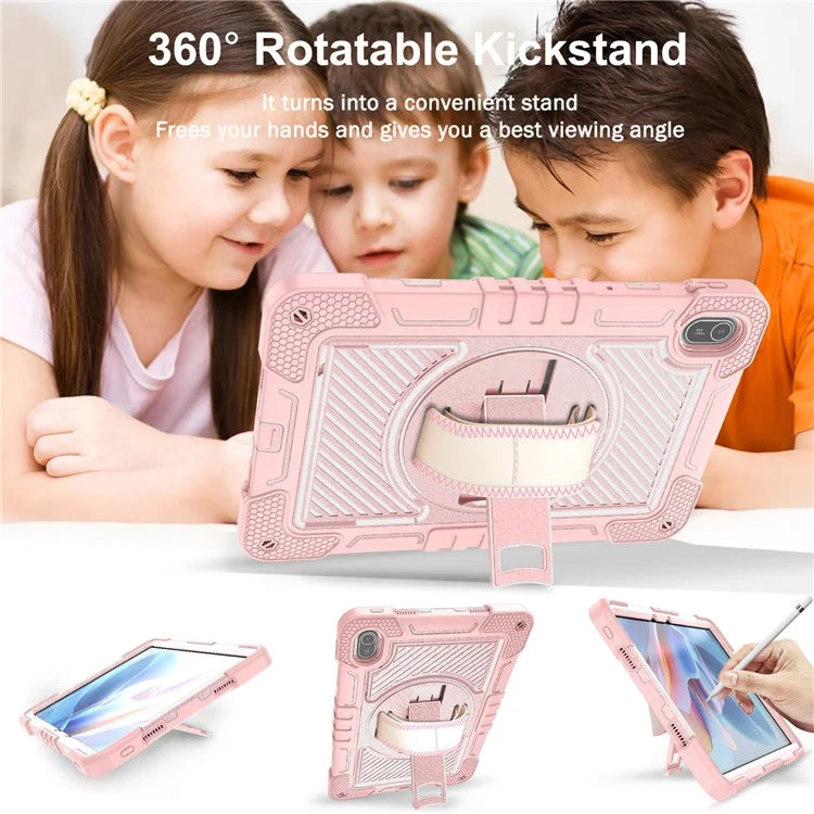 For Huawei MatePad SE 11 2024 Tablet Case Silicone+PC Shockproof Cover with Kickstand Shoulder Strap