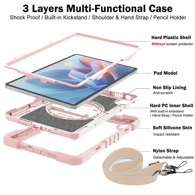 For Huawei MatePad SE 11 2024 Tablet Case Silicone+PC Shockproof Cover with Kickstand Shoulder Strap
