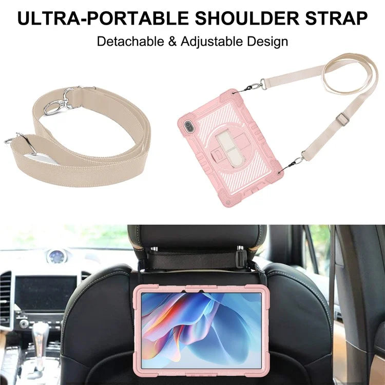 For Huawei MatePad SE 11 2024 Tablet Case Silicone+PC Shockproof Cover with Kickstand Shoulder Strap