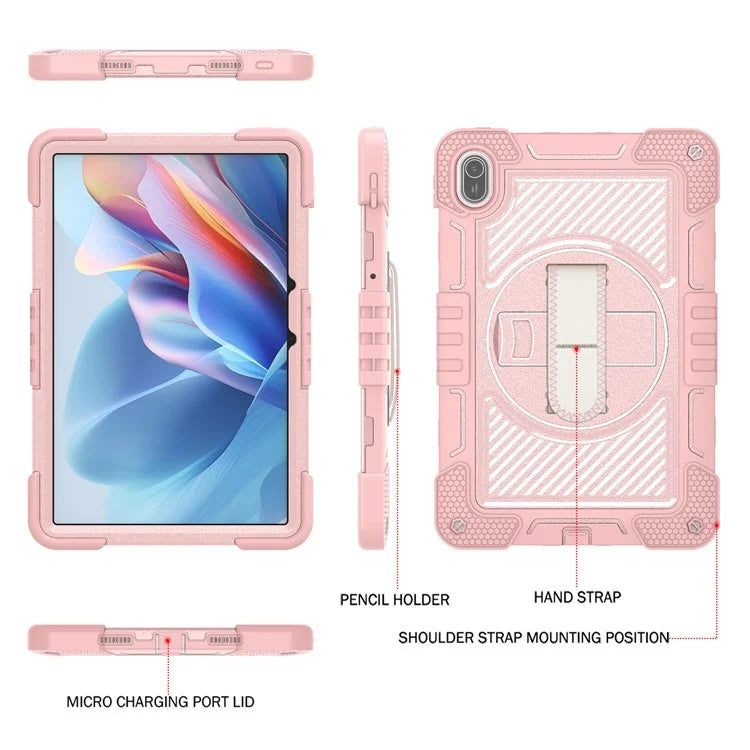 For Huawei MatePad SE 11 2024 Tablet Case Silicone+PC Shockproof Cover with Kickstand Shoulder Strap
