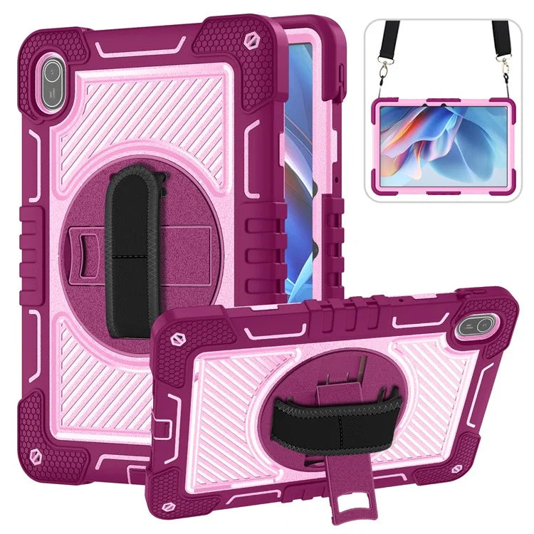 For Huawei MatePad SE 11 2024 Tablet Case Silicone+PC Shockproof Cover with Kickstand Shoulder Strap