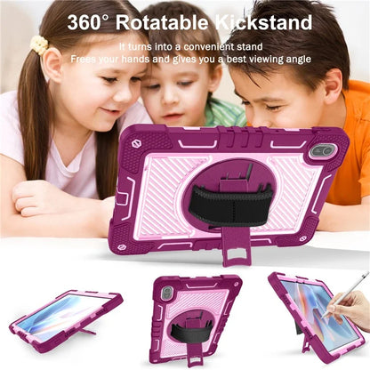 For Huawei MatePad SE 11 2024 Tablet Case Silicone+PC Shockproof Cover with Kickstand Shoulder Strap