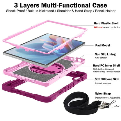 For Huawei MatePad SE 11 2024 Tablet Case Silicone+PC Shockproof Cover with Kickstand Shoulder Strap