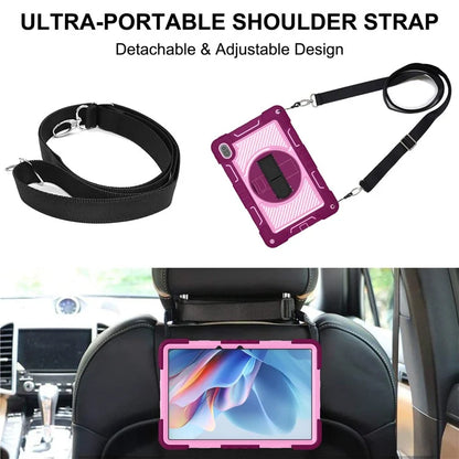 For Huawei MatePad SE 11 2024 Tablet Case Silicone+PC Shockproof Cover with Kickstand Shoulder Strap