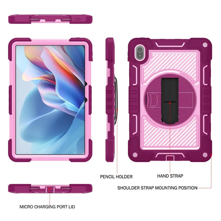 For Huawei MatePad SE 11 2024 Tablet Case Silicone+PC Shockproof Cover with Kickstand Shoulder Strap
