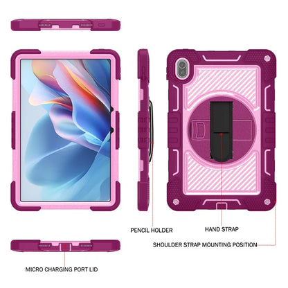 For Huawei MatePad SE 11 2024 Tablet Case Silicone+PC Shockproof Cover with Kickstand Shoulder Strap