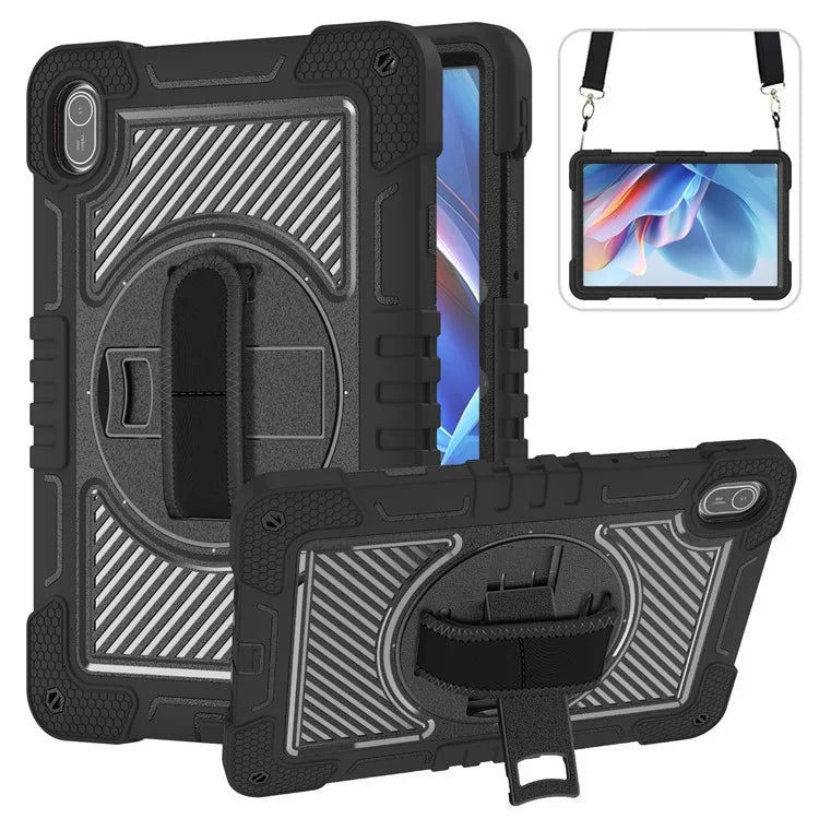 For Huawei MatePad SE 11 2024 Tablet Case Silicone+PC Shockproof Cover with Kickstand Shoulder Strap