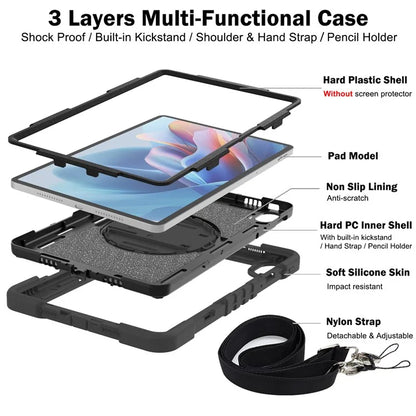 For Huawei MatePad SE 11 2024 Tablet Case Silicone+PC Shockproof Cover with Kickstand Shoulder Strap