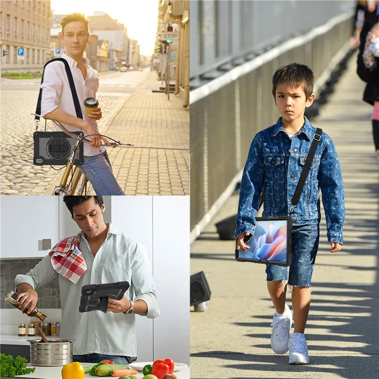 For Huawei MatePad SE 11 2024 Tablet Case Silicone+PC Shockproof Cover with Kickstand Shoulder Strap