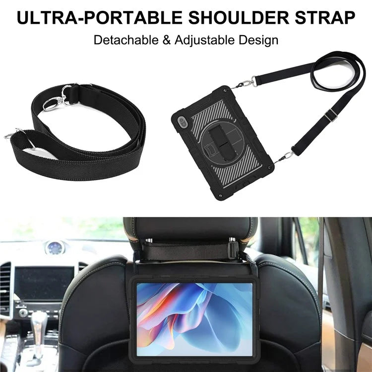 For Huawei MatePad SE 11 2024 Tablet Case Silicone+PC Shockproof Cover with Kickstand Shoulder Strap