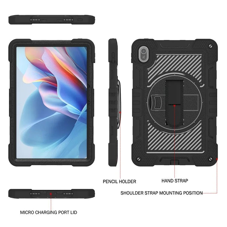 For Huawei MatePad SE 11 2024 Tablet Case Silicone+PC Shockproof Cover with Kickstand Shoulder Strap
