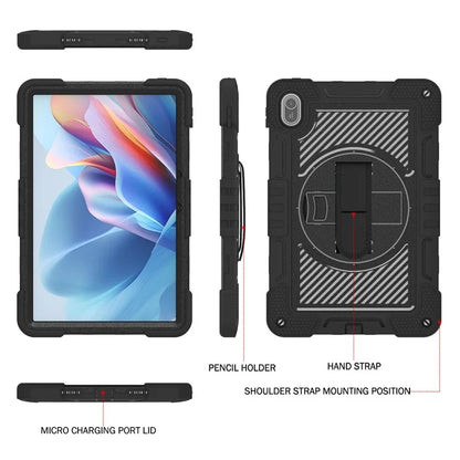 For Huawei MatePad SE 11 2024 Tablet Case Silicone+PC Shockproof Cover with Kickstand Shoulder Strap