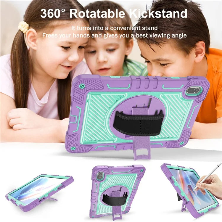 For Huawei MatePad SE 11 2024 Tablet Case Silicone+PC Shockproof Cover with Kickstand Shoulder Strap