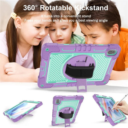 For Huawei MatePad SE 11 2024 Tablet Case Silicone+PC Shockproof Cover with Kickstand Shoulder Strap