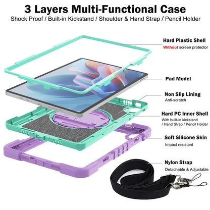 For Huawei MatePad SE 11 2024 Tablet Case Silicone+PC Shockproof Cover with Kickstand Shoulder Strap