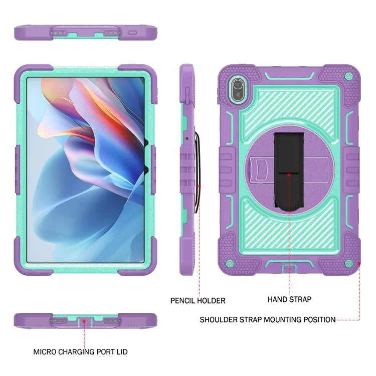 For Huawei MatePad SE 11 2024 Tablet Case Silicone+PC Shockproof Cover with Kickstand Shoulder Strap