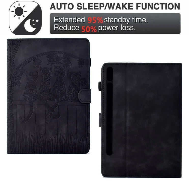 For Samsung Galaxy Tab S8 X700 X706 / S7 T870 T875 Case Cats Imprinted PU Leather Card Slots Tablet Cover