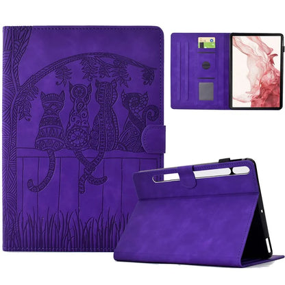 For Samsung Galaxy Tab S8 X700 X706 / S7 T870 T875 Case Cats Imprinted PU Leather Card Slots Tablet Cover