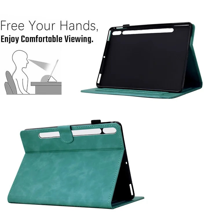For Samsung Galaxy Tab S8 X700 X706 / S7 T870 T875 Case Cats Imprinted PU Leather Card Slots Tablet Cover