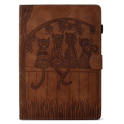 For Samsung Galaxy Tab S9 Case Cats Imprinted PU Leather Card Slots Tablet Cover