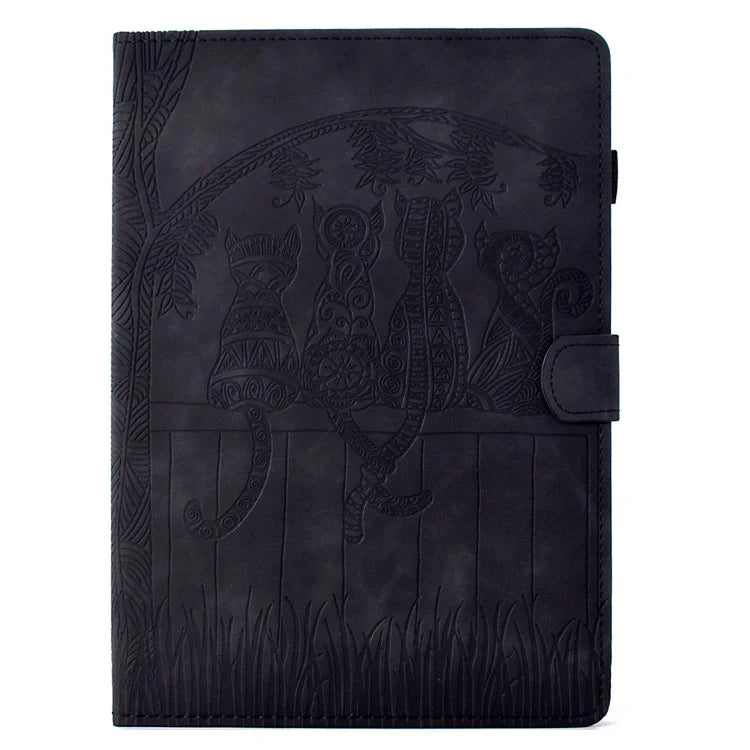 For Samsung Galaxy Tab S9 Case Cats Imprinted PU Leather Card Slots Tablet Cover