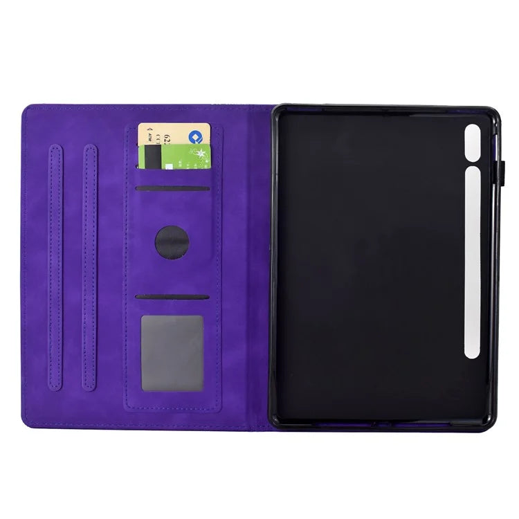 For Samsung Galaxy Tab S9 Case Cats Imprinted PU Leather Card Slots Tablet Cover