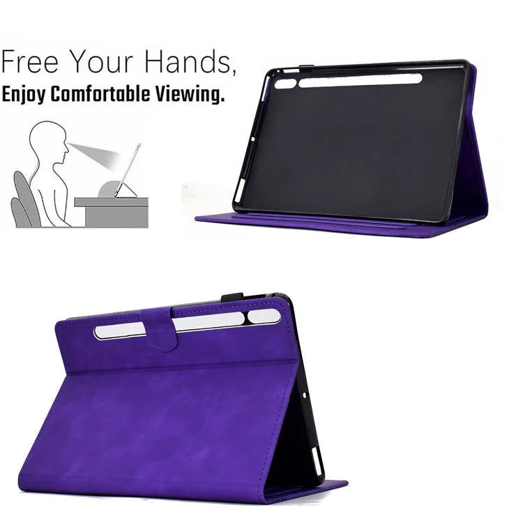 For Samsung Galaxy Tab S9 Case Cats Imprinted PU Leather Card Slots Tablet Cover