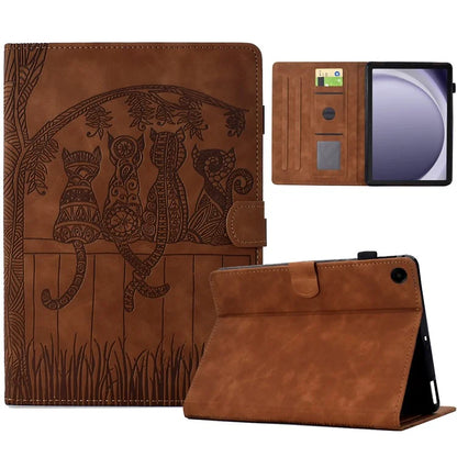 For Samsung Galaxy Tab A9+ Case Cats Imprinted PU Leather Card Slots Tablet Cover
