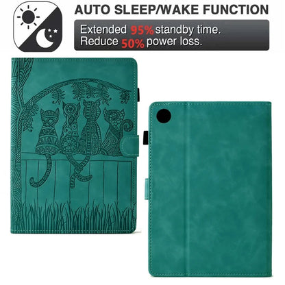 For Samsung Galaxy Tab A9+ Case Cats Imprinted PU Leather Card Slots Tablet Cover