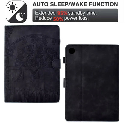 For Samsung Galaxy Tab A9+ Case Cats Imprinted PU Leather Card Slots Tablet Cover