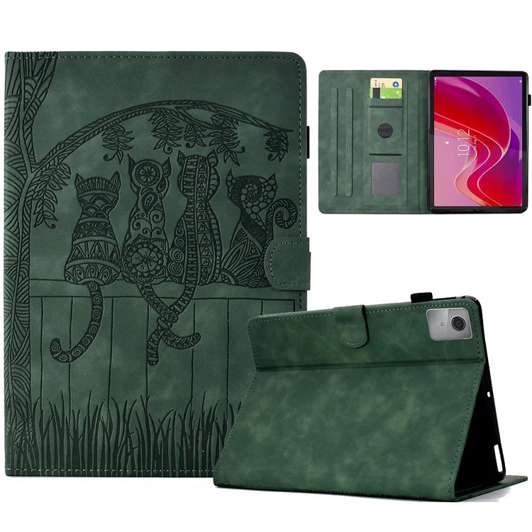 For Lenovo Tab M11 / Xiaoxin Pad 11 2024 Case Cats Imprinted PU Leather Card Slots Tablet Cover