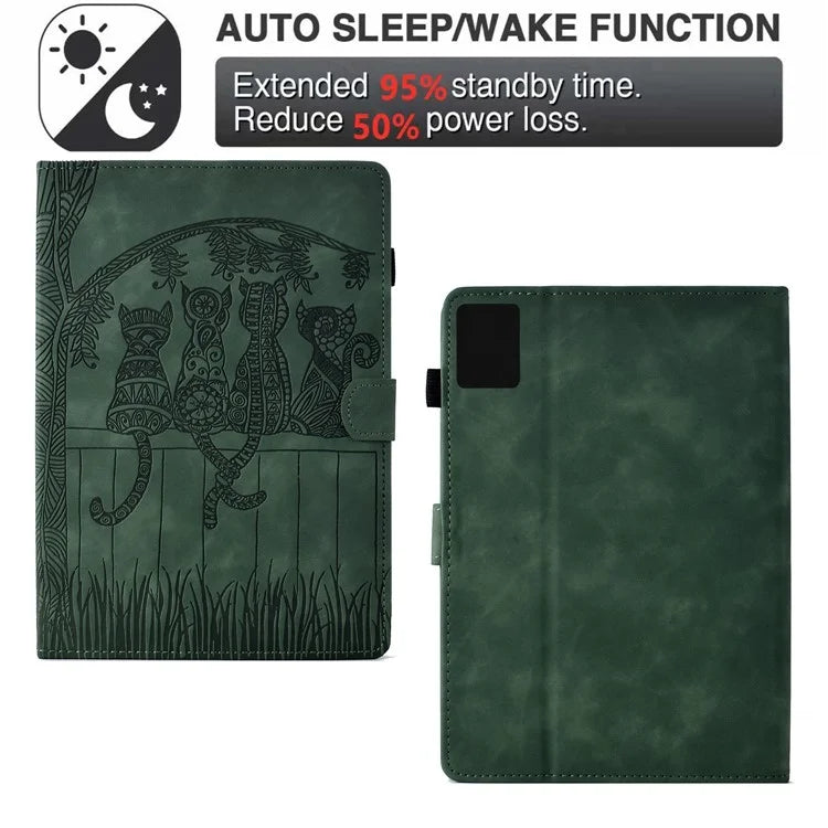 For Lenovo Tab M11 / Xiaoxin Pad 11 2024 Case Cats Imprinted PU Leather Card Slots Tablet Cover