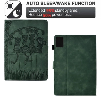 For Lenovo Tab M11 / Xiaoxin Pad 11 2024 Case Cats Imprinted PU Leather Card Slots Tablet Cover