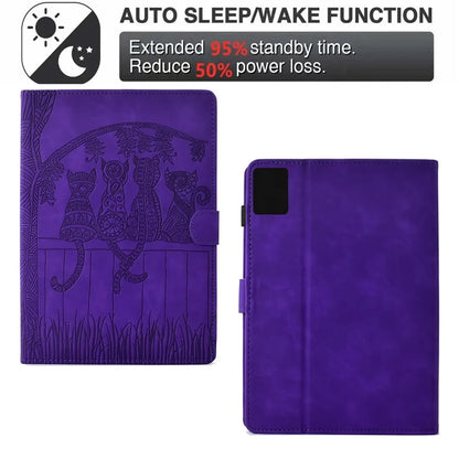 For Lenovo Tab M11 / Xiaoxin Pad 11 2024 Case Cats Imprinted PU Leather Card Slots Tablet Cover