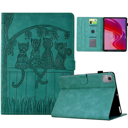 For Lenovo Tab M11 / Xiaoxin Pad 11 2024 Case Cats Imprinted PU Leather Card Slots Tablet Cover