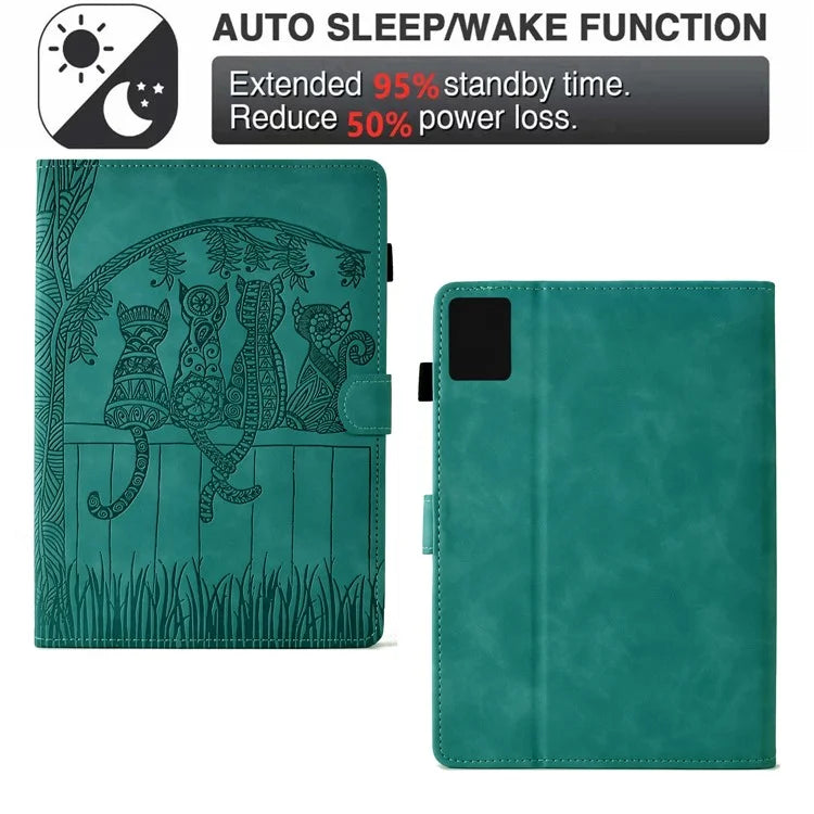 For Lenovo Tab M11 / Xiaoxin Pad 11 2024 Case Cats Imprinted PU Leather Card Slots Tablet Cover