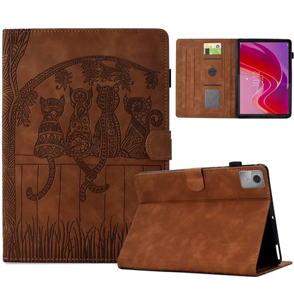 For Lenovo Tab M11 / Xiaoxin Pad 11 2024 Case Cats Imprinted PU Leather Card Slots Tablet Cover