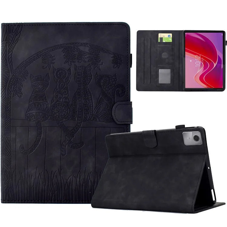 For Lenovo Tab M11 / Xiaoxin Pad 11 2024 Case Cats Imprinted PU Leather Card Slots Tablet Cover
