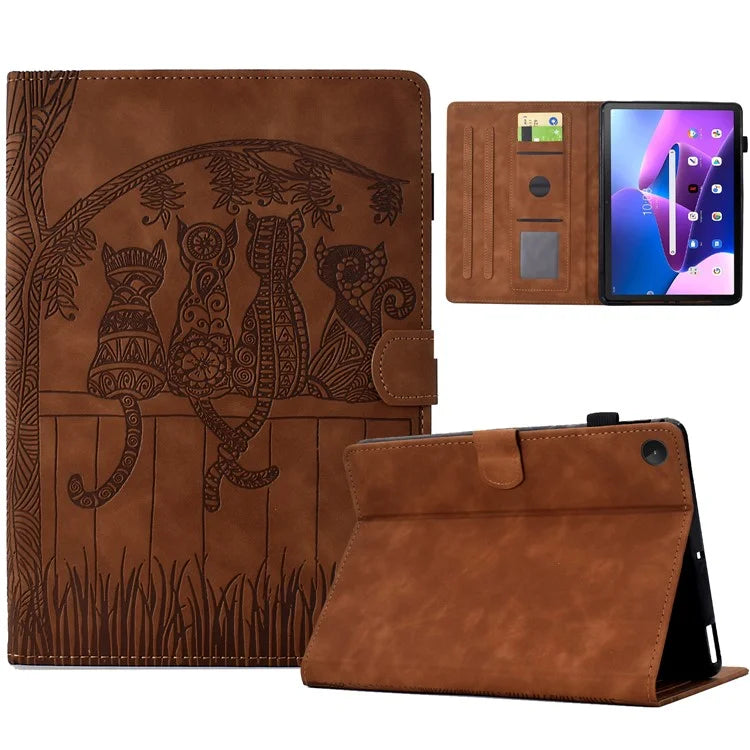 For Lenovo Tab M10 (Gen 3) Case Cats Imprinted PU Leather Card Slots Tablet Cover