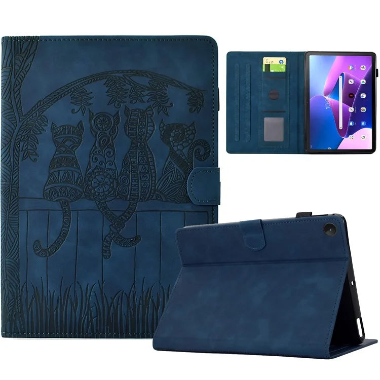 For Lenovo Tab M10 (Gen 3) Case Cats Imprinted PU Leather Card Slots Tablet Cover