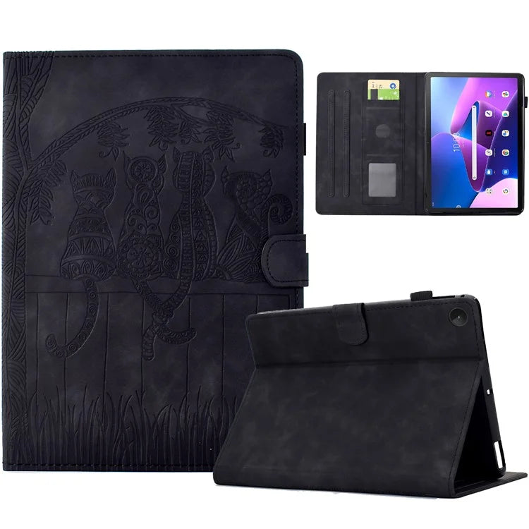 For Lenovo Tab M10 (Gen 3) Case Cats Imprinted PU Leather Card Slots Tablet Cover