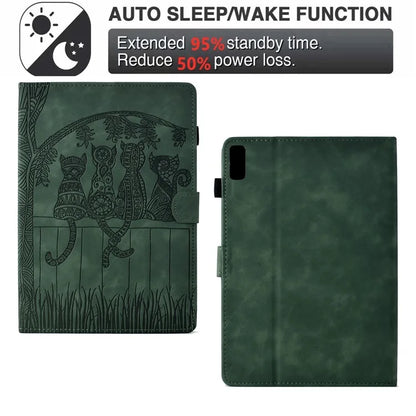 For Lenovo Tab M9 TB-310FU Case Cats Imprinted PU Leather Card Slots Tablet Cover