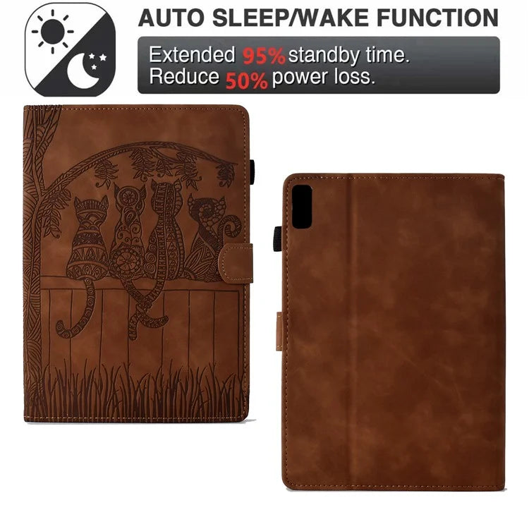 For Lenovo Tab M9 TB-310FU Case Cats Imprinted PU Leather Card Slots Tablet Cover