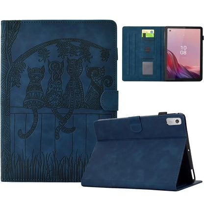 For Lenovo Tab M9 TB-310FU Case Cats Imprinted PU Leather Card Slots Tablet Cover