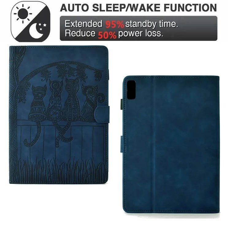 For Lenovo Tab M9 TB-310FU Case Cats Imprinted PU Leather Card Slots Tablet Cover