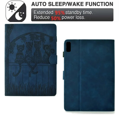 For Lenovo Tab M9 TB-310FU Case Cats Imprinted PU Leather Card Slots Tablet Cover