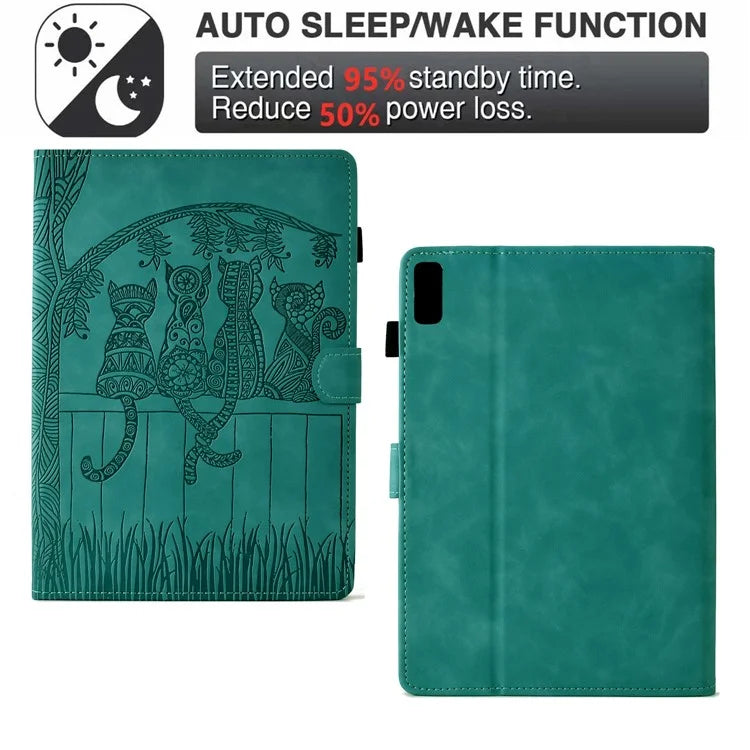 For Lenovo Tab M9 TB-310FU Case Cats Imprinted PU Leather Card Slots Tablet Cover