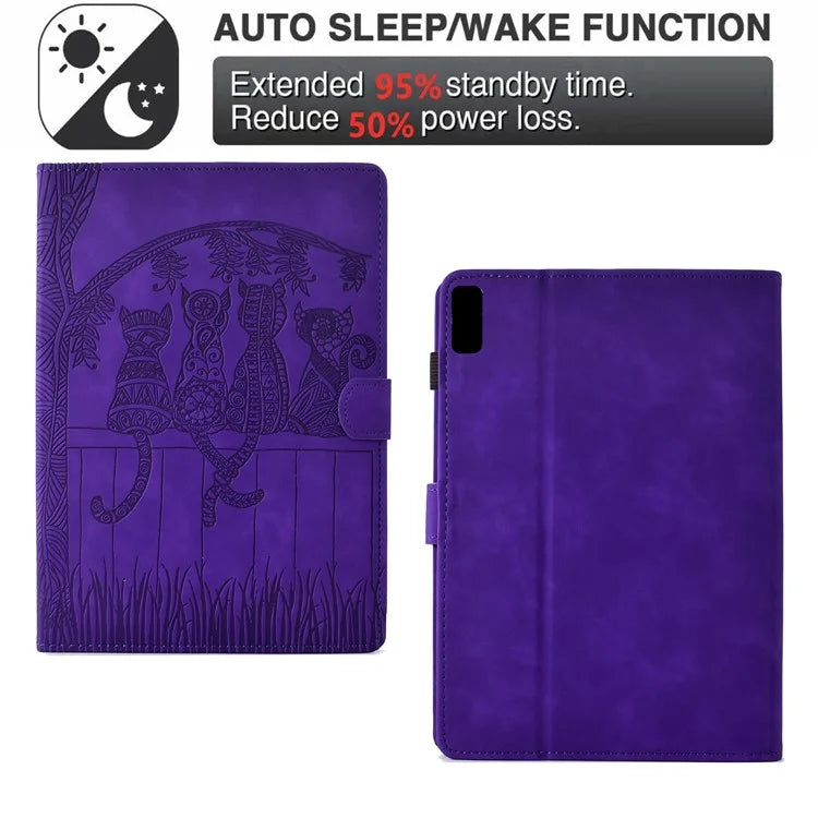 For Lenovo Tab M9 TB-310FU Case Cats Imprinted PU Leather Card Slots Tablet Cover