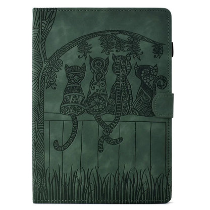 For iPad Pro 11 (2024) Case Cats Imprinted PU Leather Card Slots Tablet Cover
